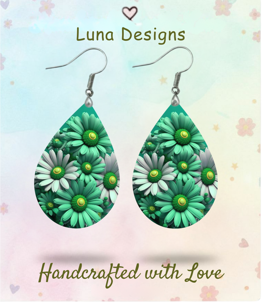Green Daisies Earrings