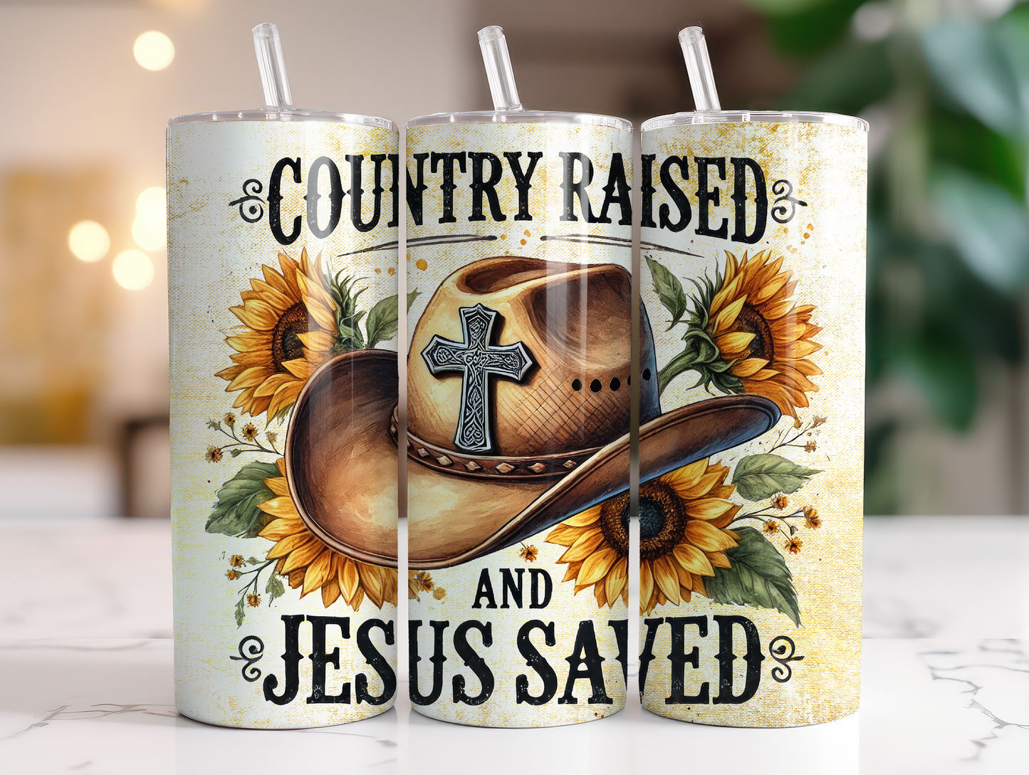 Country Raised Jesus Saved 20oz Tumbler