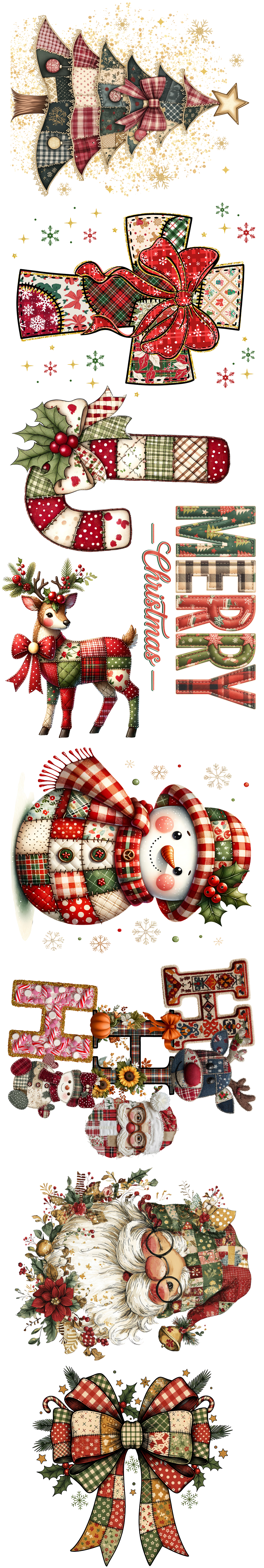 Christmas Patch Work DTF Gang Sheet