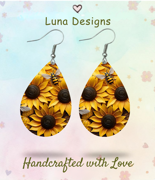Sunflower Bee Earrings