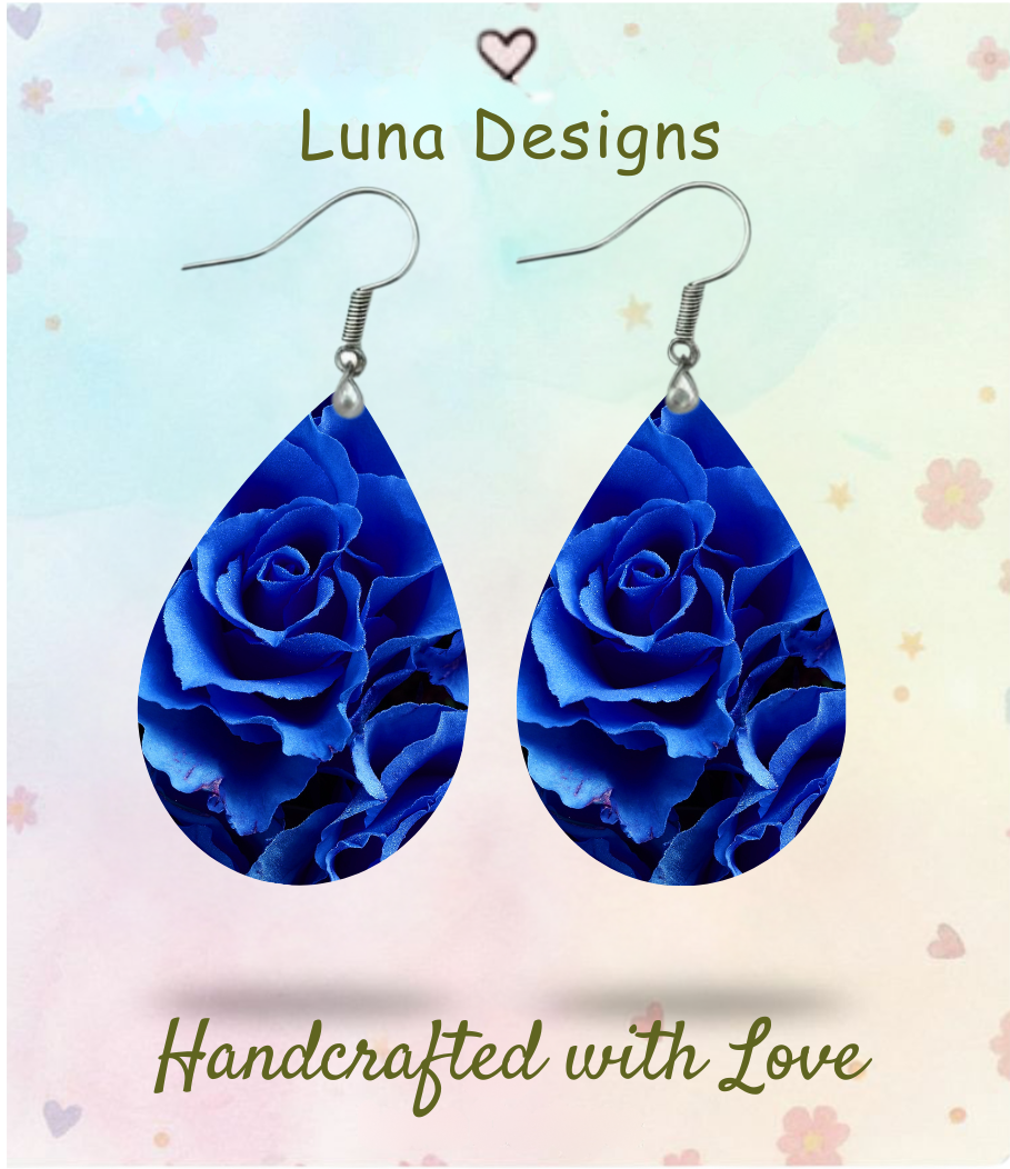Blue Roses Earrings