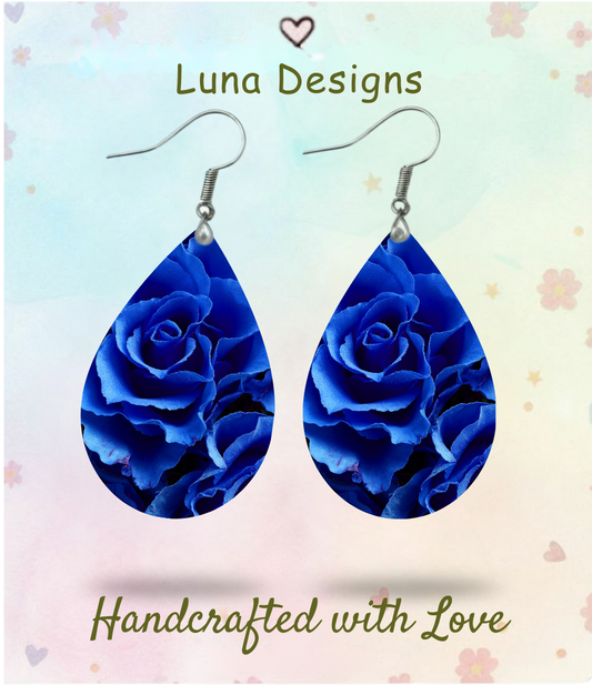 Blue Roses Earrings