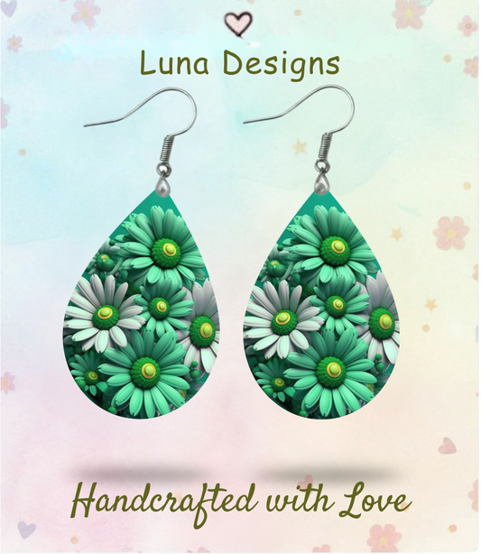 Green Daisies Earrings